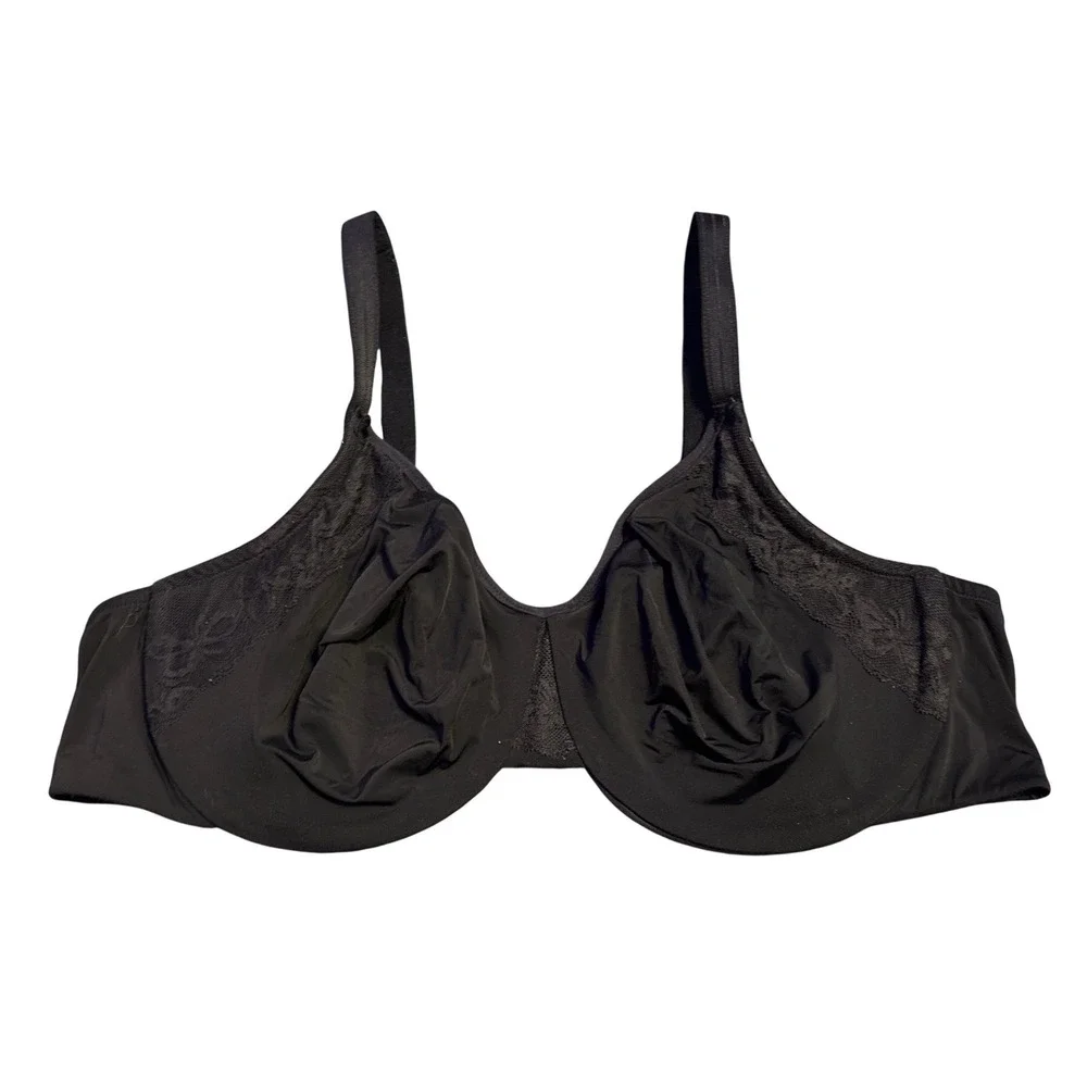 Olga by Warner's Black Lace Unlined Full Figure Underwire Bra 44C